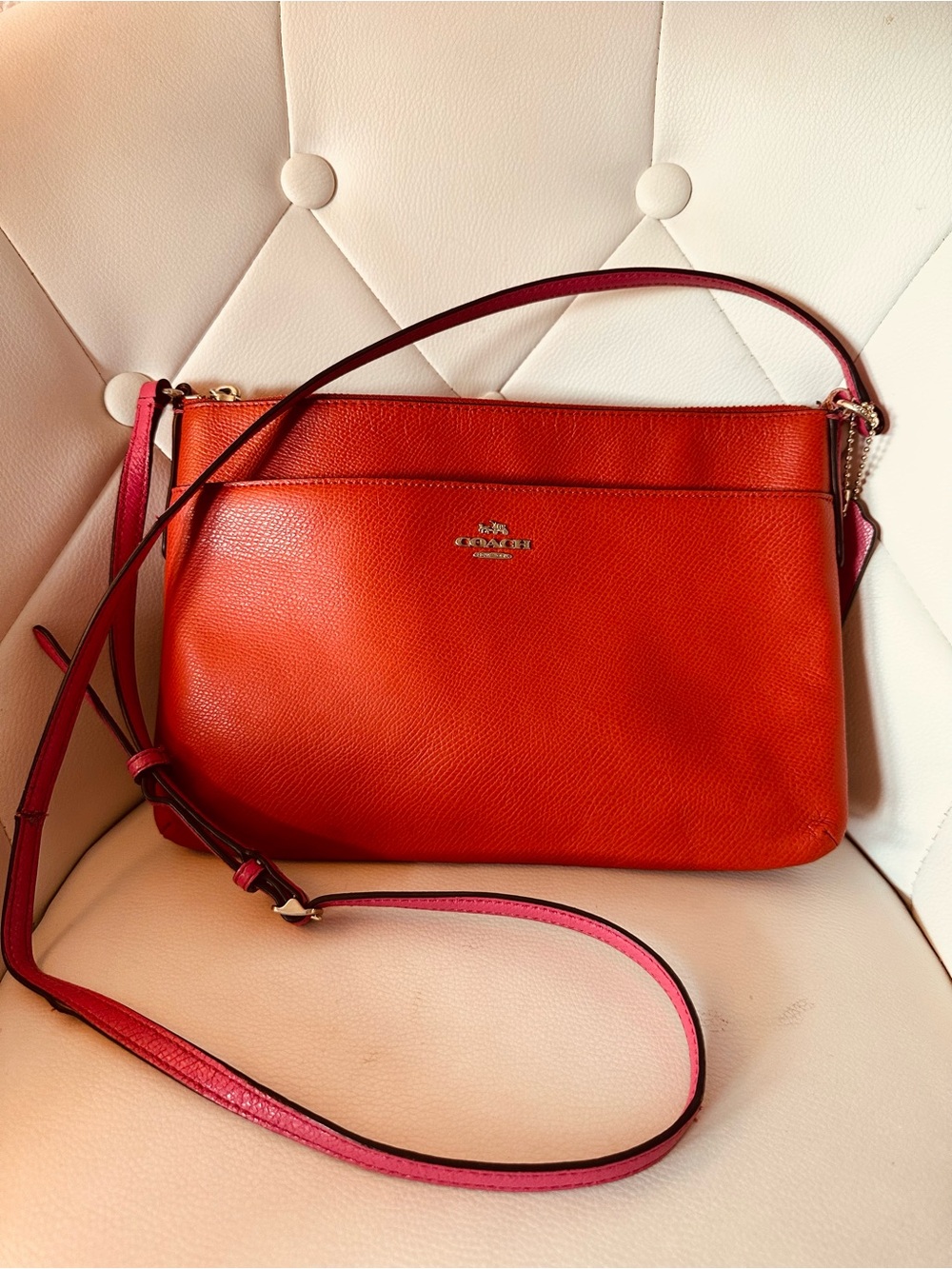 Coach - Orange & Pink Leather Crossbody leather Bag
